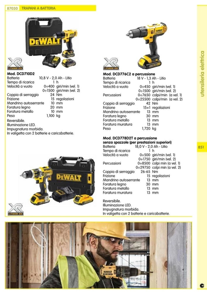 1pz dewalt trapano con 2 battelli 10,8v-2,0ah dcd710c2 cod:ferx.18682