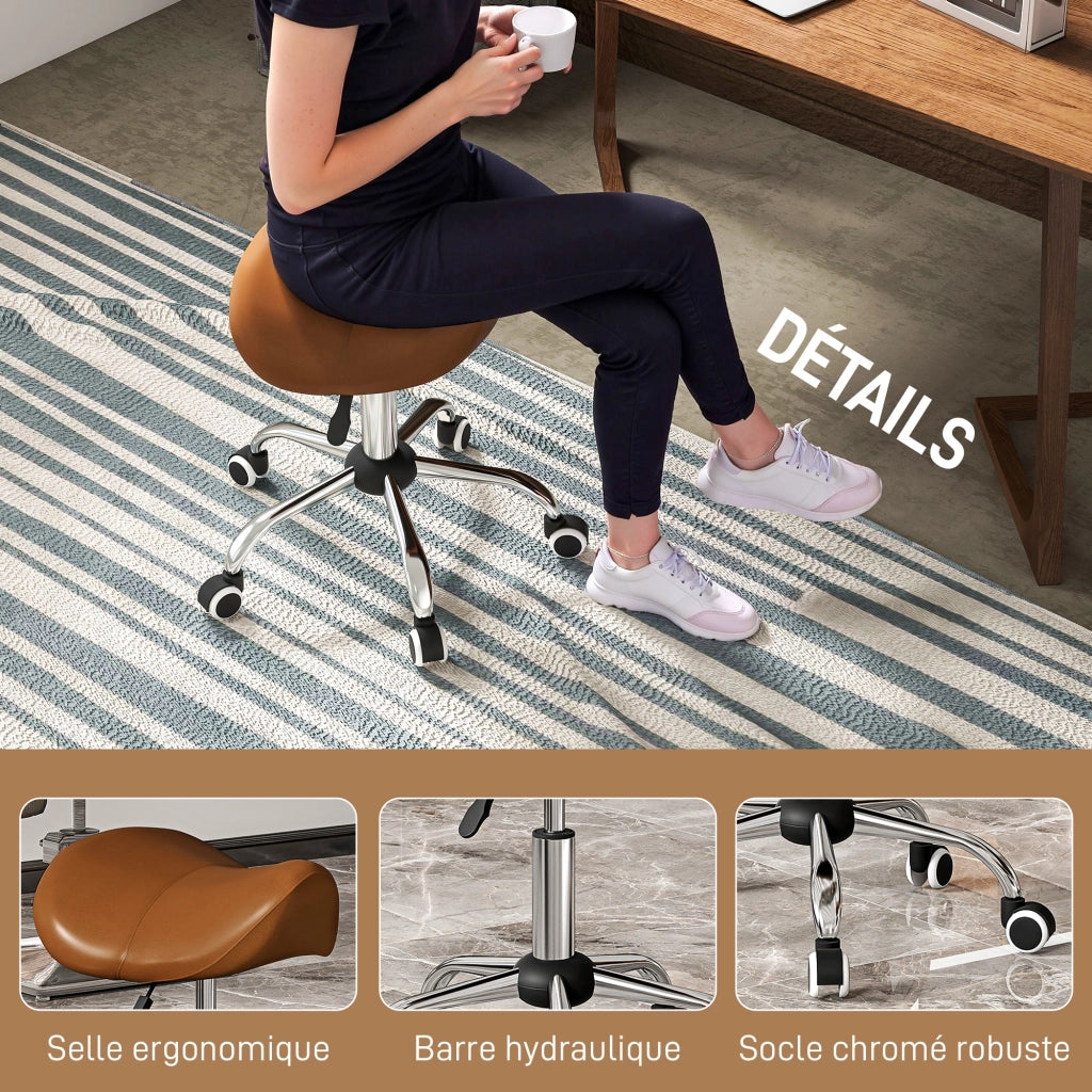 Sgabello ergonomico con rotelle e altezza regolabile ¨C Minimal ¨C Marrone 52x53x49-61cm