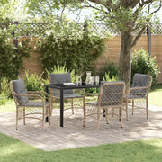 Set da Pranzo per Giardino con cuscino 5 pcs Beige polyrattan