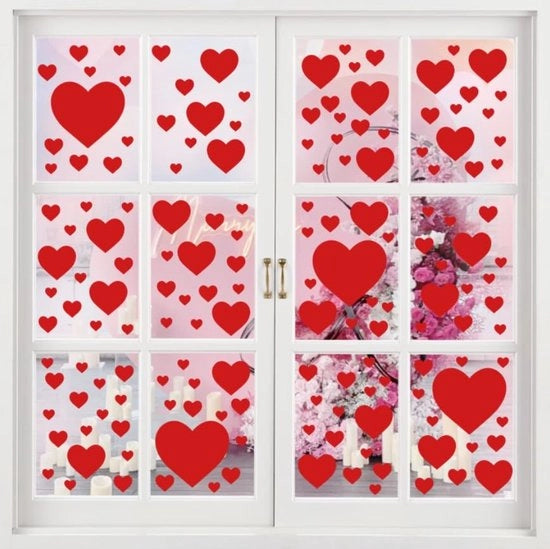 Sticker per Parete per Valentino con Set di Cuori Decorazione per Casa Festa di Natale Decorazione per Parete con Cuori Rosso per Parete per Valentino Decorazione per Parete con Cuori Rosso