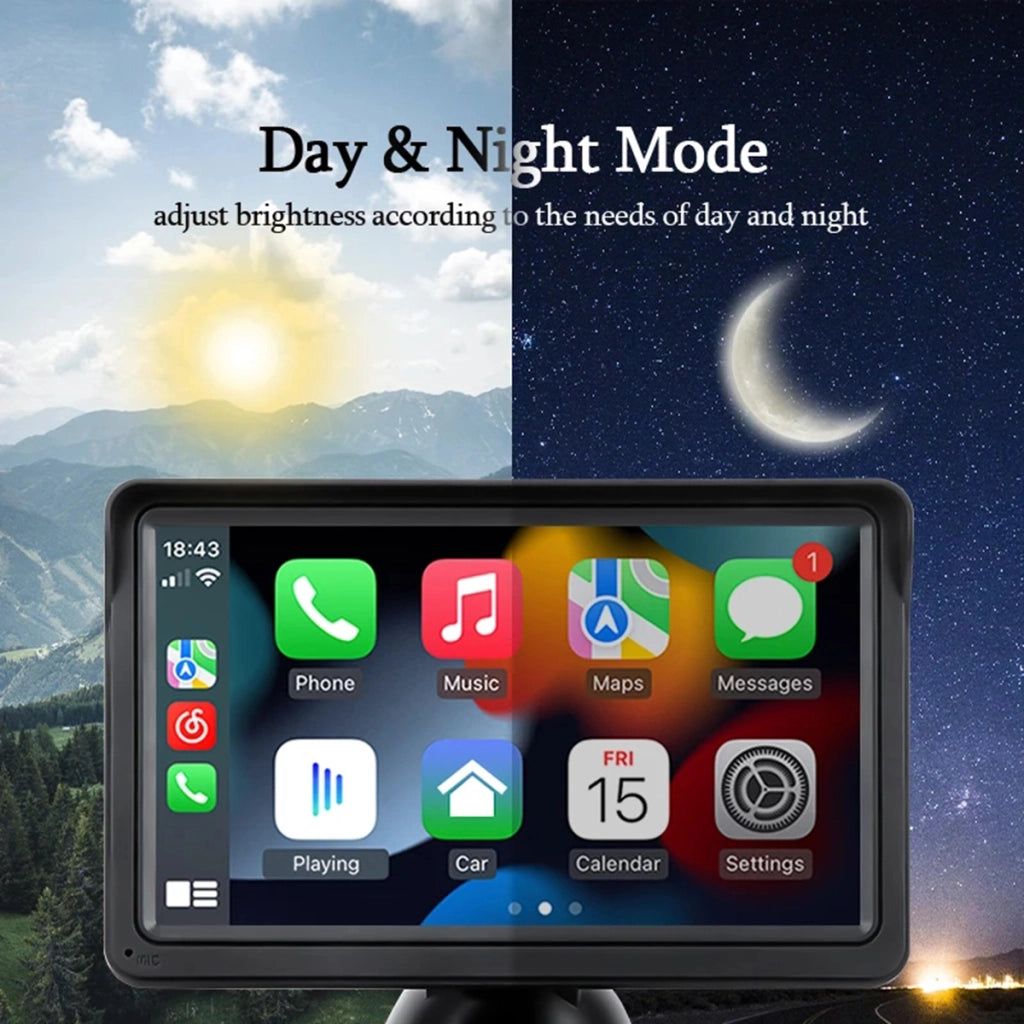 Schermo 7" CarPlay Bluetooth Parabrezza con Retrocamera Nero Avizar