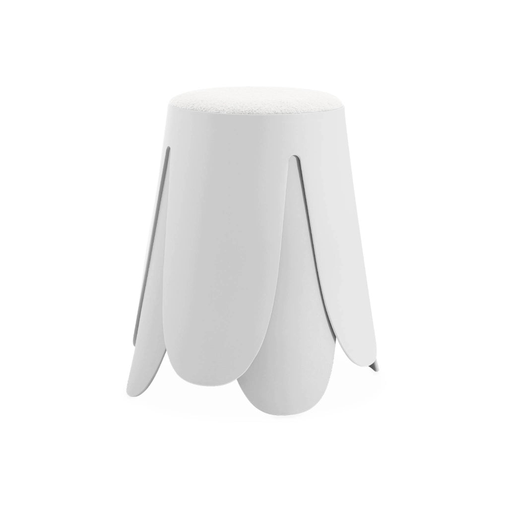 Set 2 sgabelli impilabili in bouclé, bianco