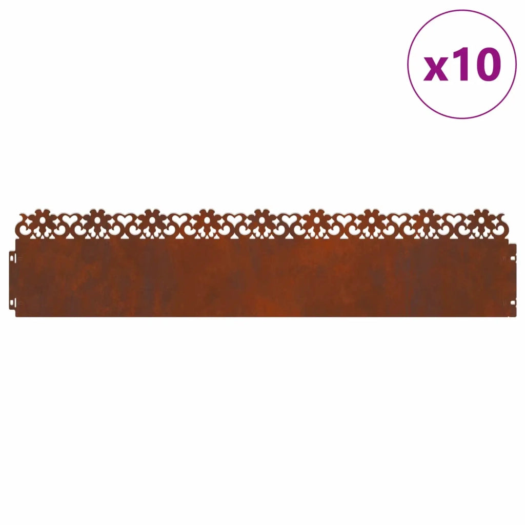 Bordure per prato 10 pcs Ruggine 103 x 0,05 x 22 cm 874783