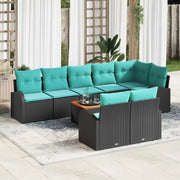 Set Divano da Giardino 9 pcs Nero e Turchese polyrattan 3356268