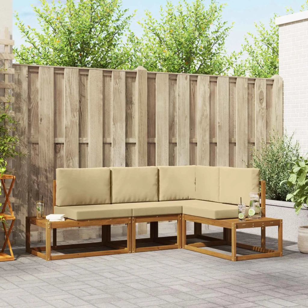 Set di divani da esterno con cuscino 4 Pezzo Naturale e Beige 3366951