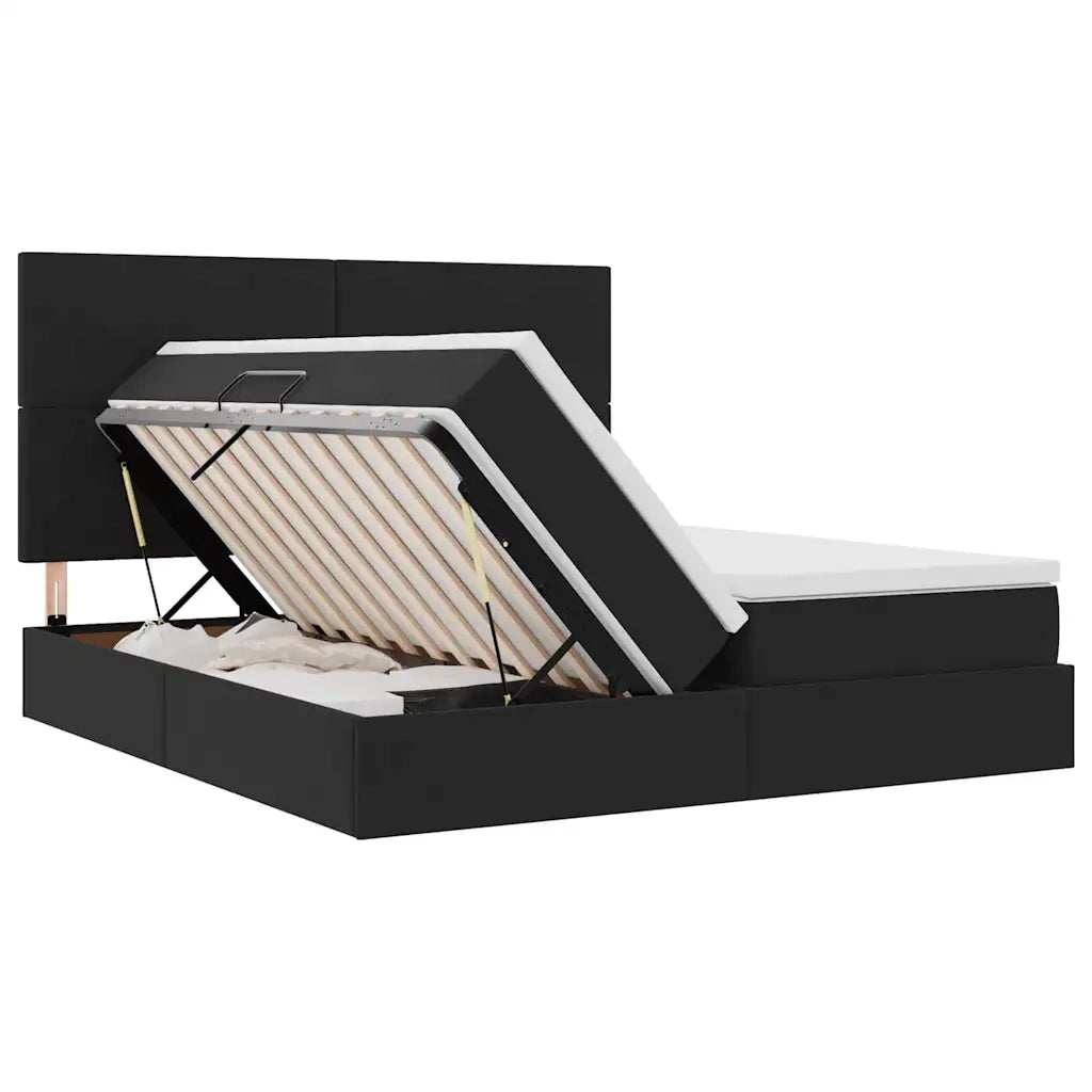 Letto con Contenitore con materasso Nero 180 x 200 cm Velluto