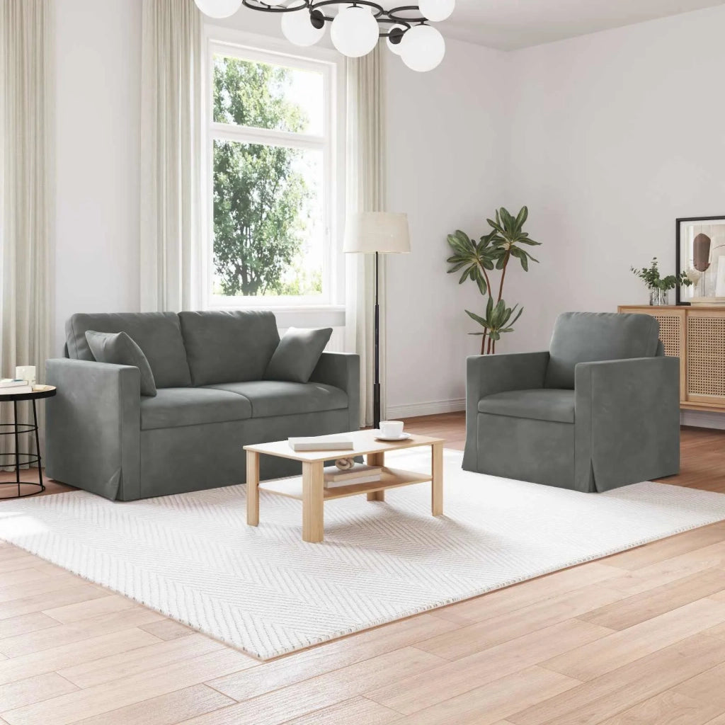 Set di divani 2 pcs Grigio scuro 138 x 78 x 80 cm Velluto 3407508
