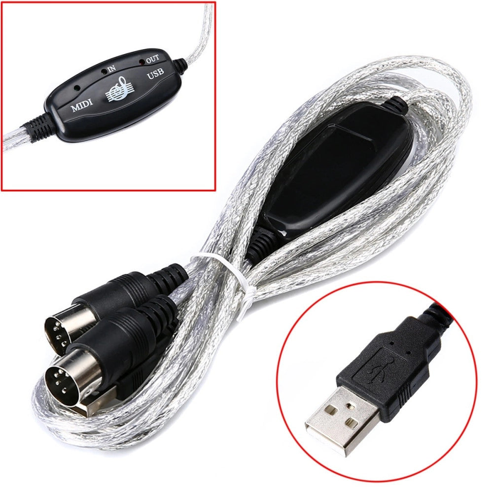 Trade Shop - Cavo Usb Interfaccia Midi Adattatore In Out Pc Audio Tastiera/expander -