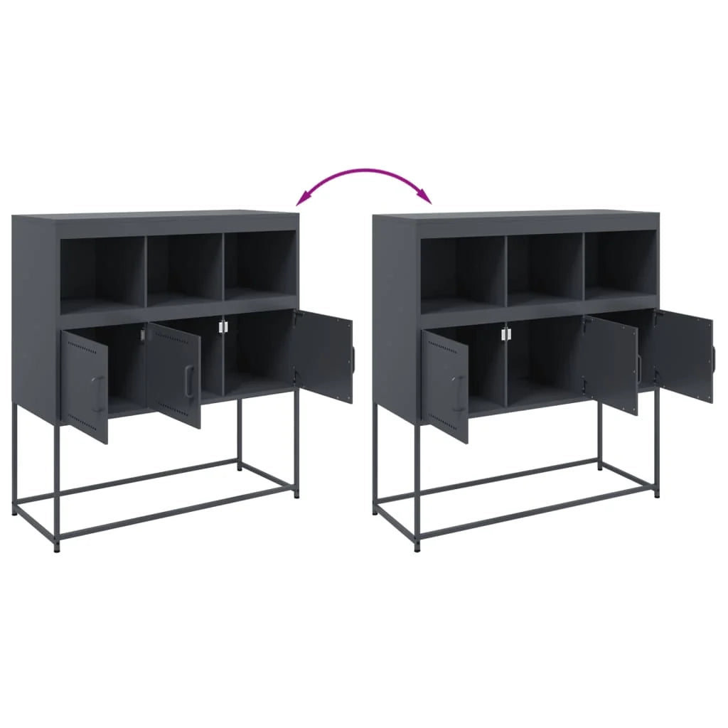 Buffet credenza cassettiera armadio mobile contenitore organizer per cucina soggiorno salotto 100,5 x 39 x 107 cm acciaio antracite 02_0029682
