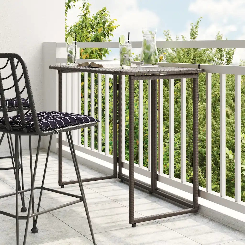 Tavolo Pieghevole da Giardino Marrone 90x51x75 cm Polyrattan 4108255