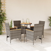 Set Pranzo Giardino 5 pz con Cuscini Grigio Polyrattan Acacia 3278720