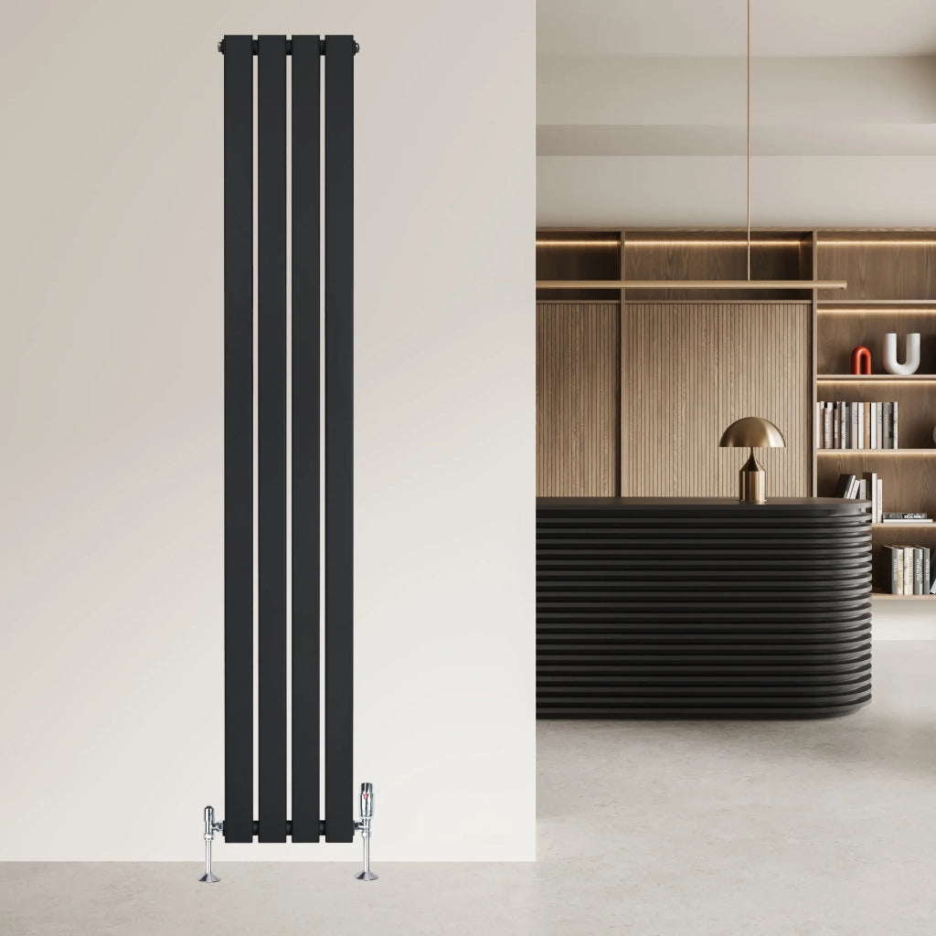 Radiatore Verticale Design Piatto Colonna Singola Nero 1800x280 mm
