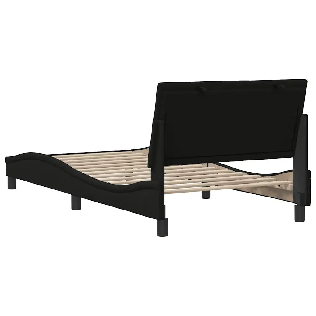 Letto singolo | Letto per adulti | Giroletto senza Materasso Hanko Nero 100x200 cm in Tessuto