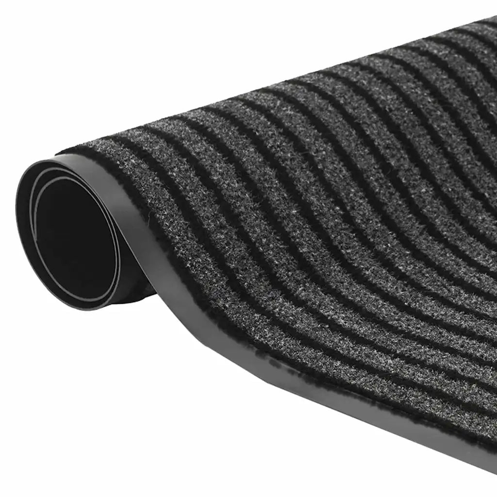 Tappetino Rigato Nero e Grigio 60 x 150 cm Polipropilene e PVC 4105592