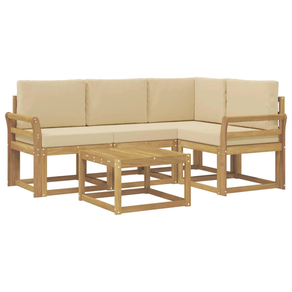 Set di divani da esterno con cuscino 5 pcs Bianco e Beige 3387597