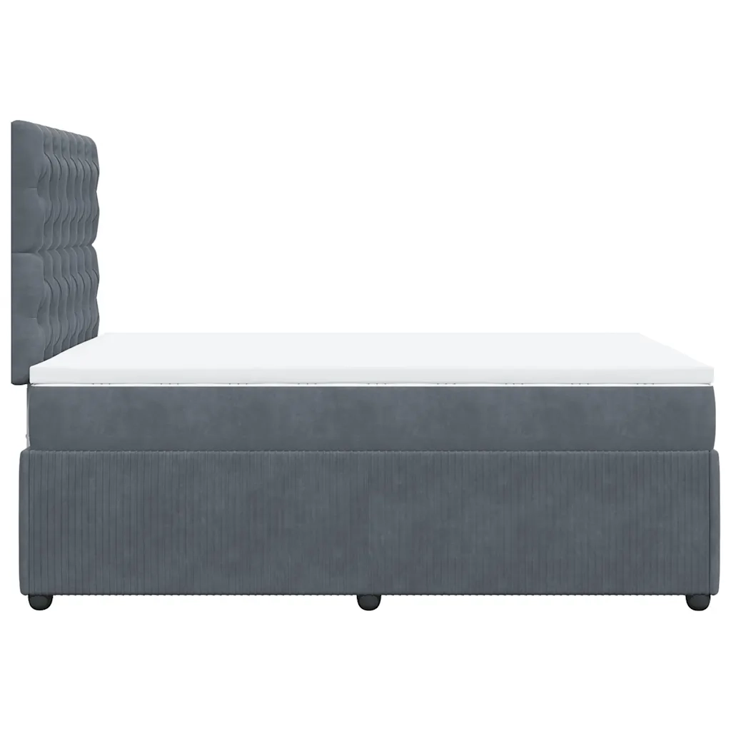 Giroletto a Molle con Materasso Grigio Scuro 120x200 cm Velluto