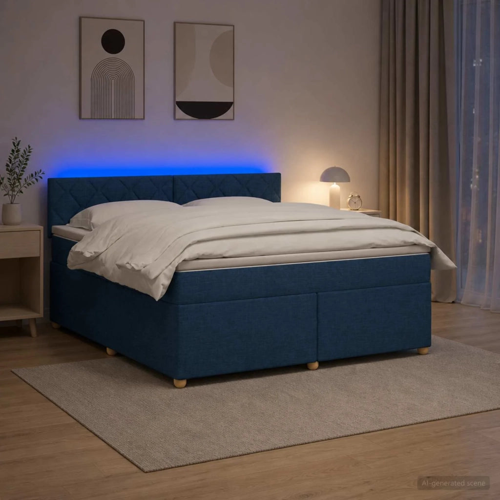 Letto box spring con materasso Blu 180 x 200 cm Tessuto 3452491