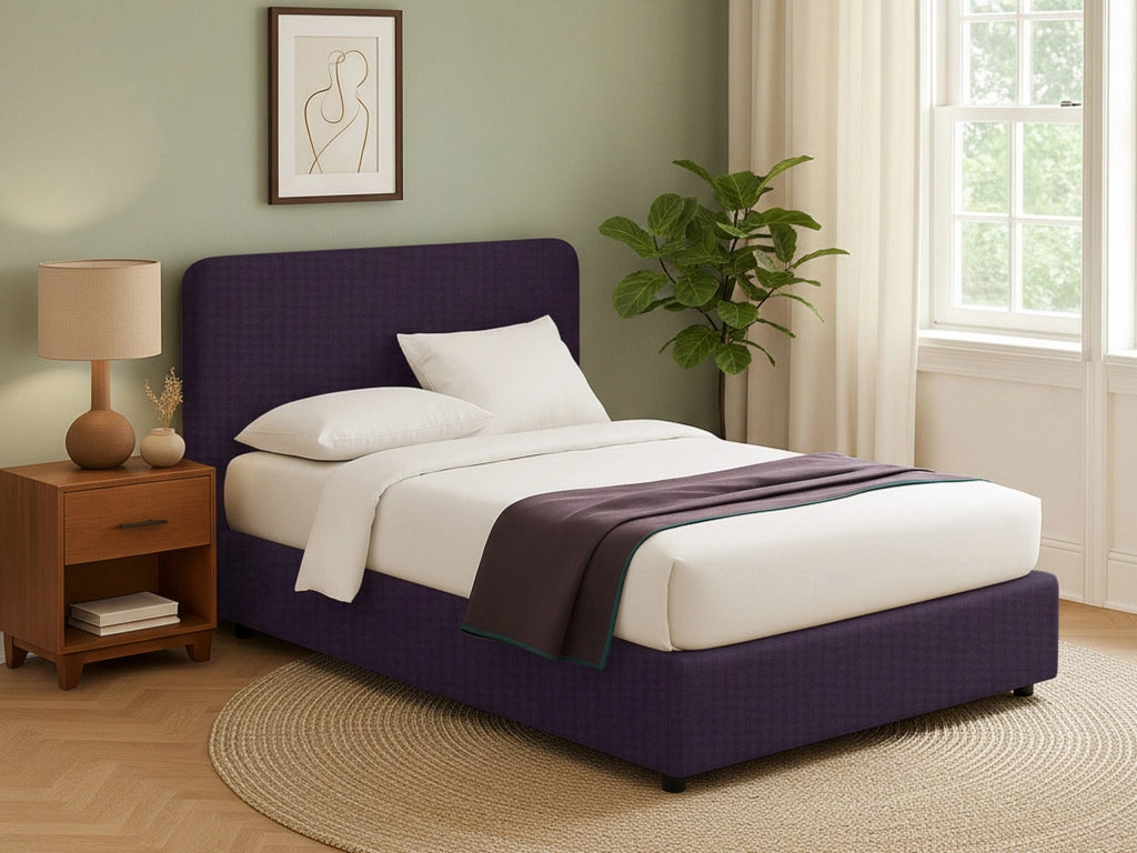 Reading, Letto Singolo Sfoderabile Made in Italy, Viola