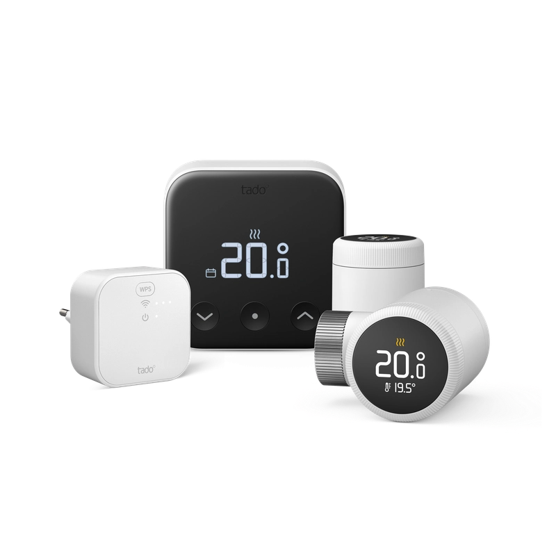 Tado Termostato Intelligente Cablato X kit di base + 2 valvole. Controllo multistanza. Wi-fi. Matter. Assistenti vocali google e alexa