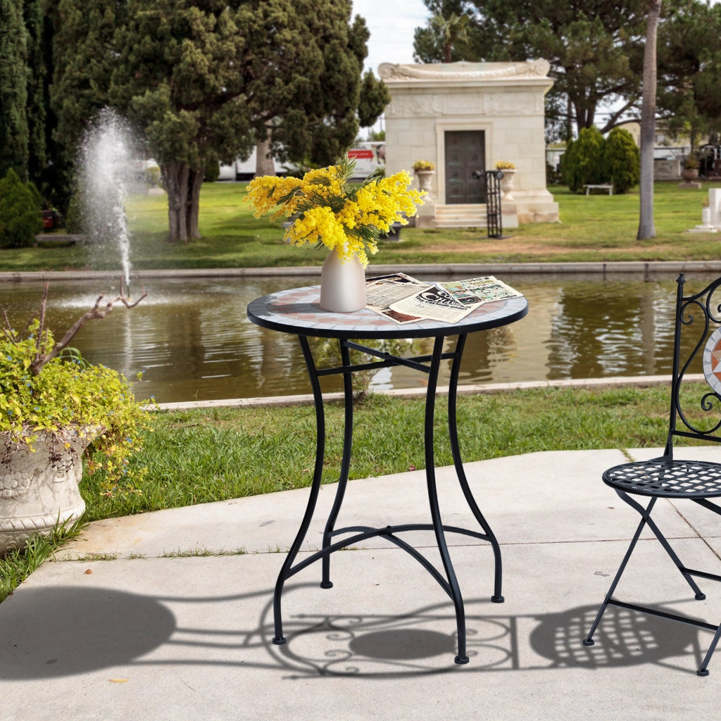 Tavolo da giardino rotondo ¨C zephmum ¨C arancione e bianco, ?60xH71 cm