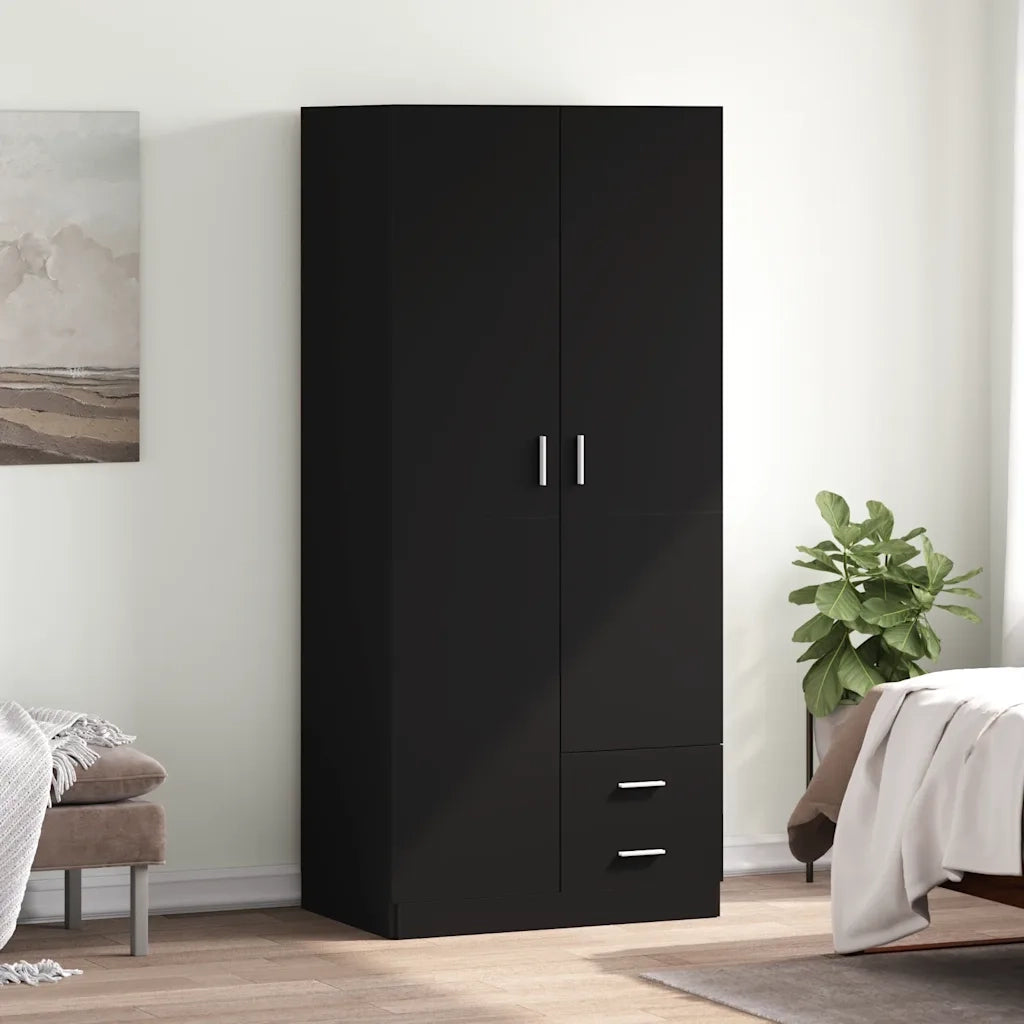 Armadio Nero 80x52x180 cm in Legno Multistrato 800640