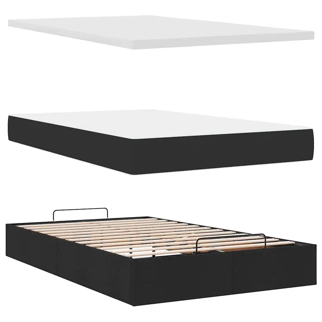Pouf Letto con Materasso Nero 120x200 cm in Tessuto 3312466
