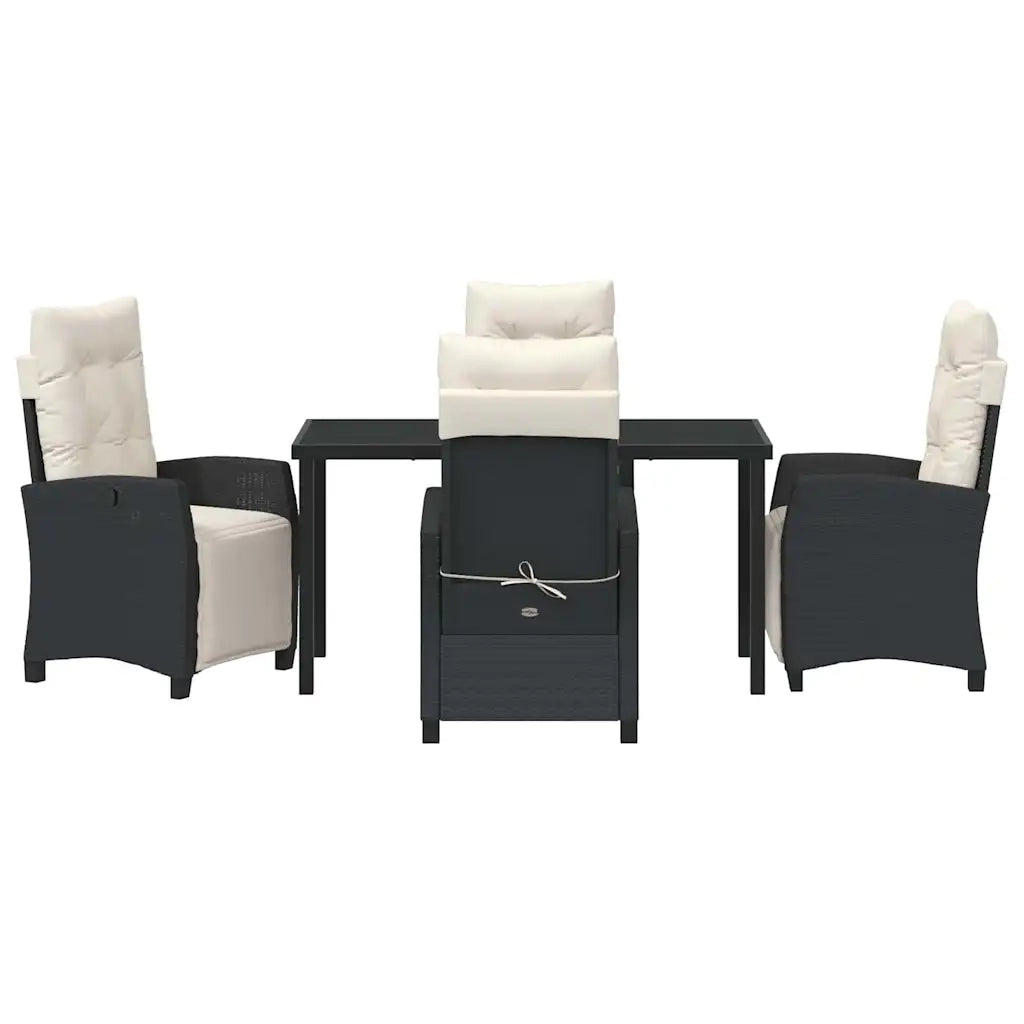 Set da Pranzo per Giardino con cuscino 5 pcs Nero polyrattan