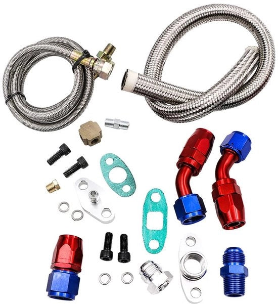 Kit di ricarica turbo completo in argento - alimentazione olio - compatibile con T3 T4 T60 T70