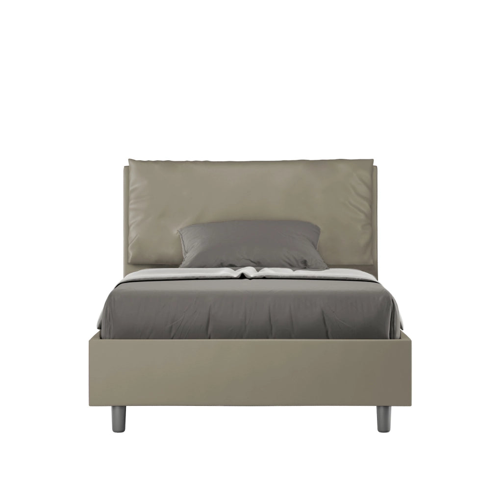 BS COM Letto una piazza e mezza senza rete imbottito 120x210 similpelle cappuccino