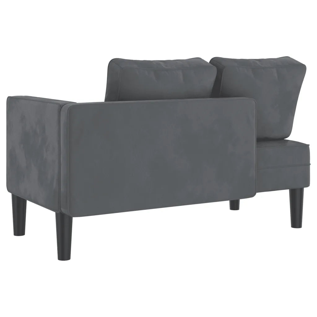 Chaise Longue con Cuscini Grigio Scuro in Velluto 4007572