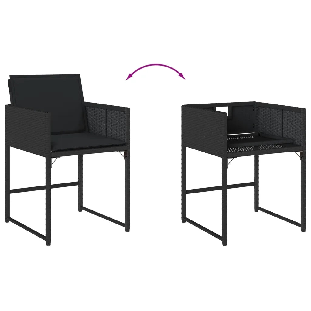Set da Pranzo da Giardino 5 pz Nero con Cuscini in Polyrattan 3278022