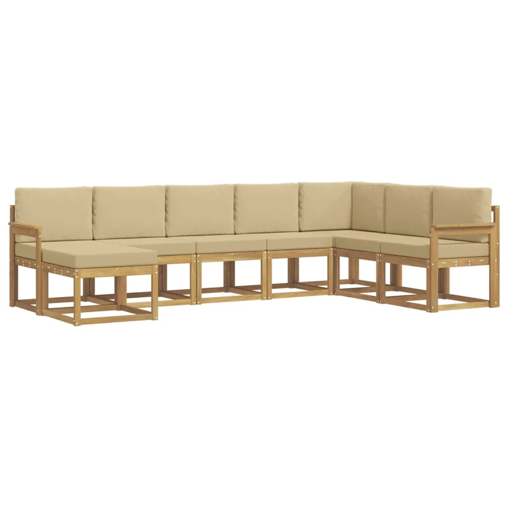 Set di divani da esterno con cuscino 8 pcs Bianco e Beige 3388042