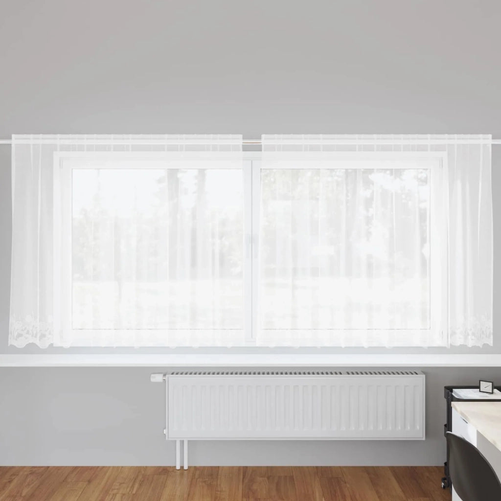 Tenda in Pizzo con tende Bianco 180 x 300 cm Poliestere 4107896