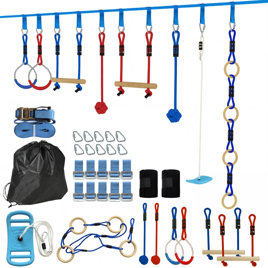 Percorso Ostacoli Ninja Bambini 10M Set Completo Tirolese Giardino Esterno ¨C Xylo ¨C Multicolore 100kg