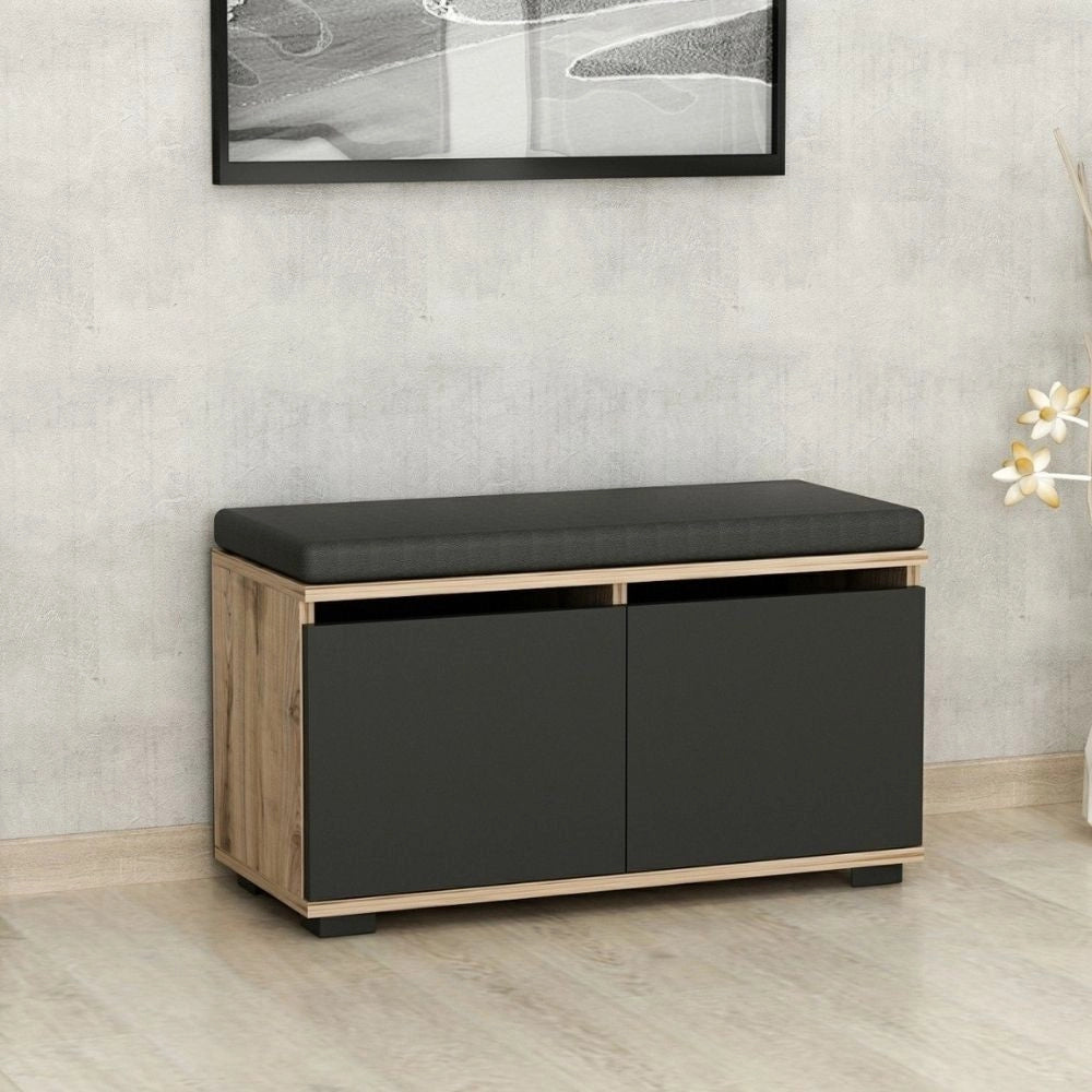 Scarpiera con pouff Dragoshoe noce e nero