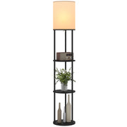 Lampada da Terra con Scaffale a 3 Temperature Colore Telecomando ¨C Minimal ¨C Nero