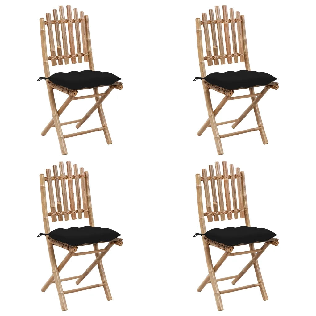 Set da Pranzo da Giardino 5 pz Pieghevole con Cuscini in Bambù 3063982