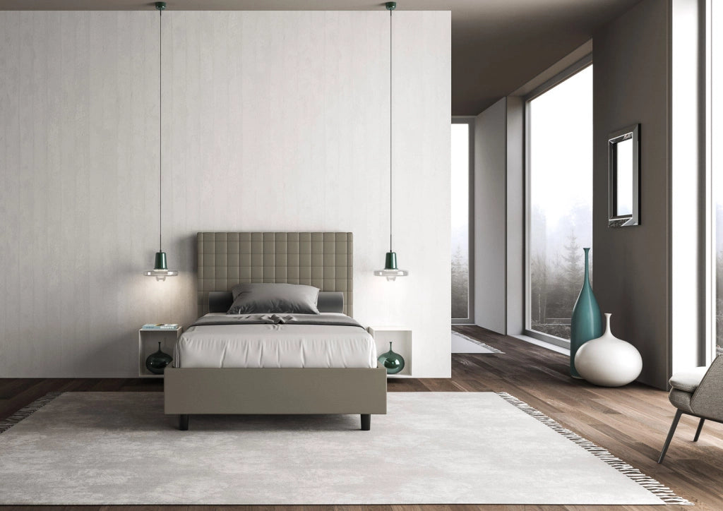 BS COM Letto una piazza e mezza senza rete imbottito 120x200 similpelle cappuccino