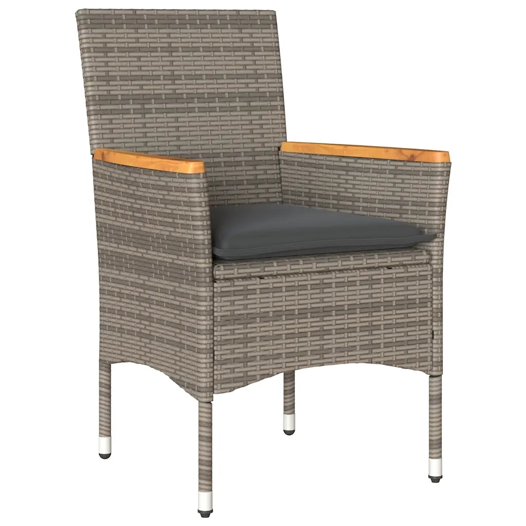 Set Pranzo Giardino 5 pz con Cuscini Grigio Polyrattan Acacia 3278720