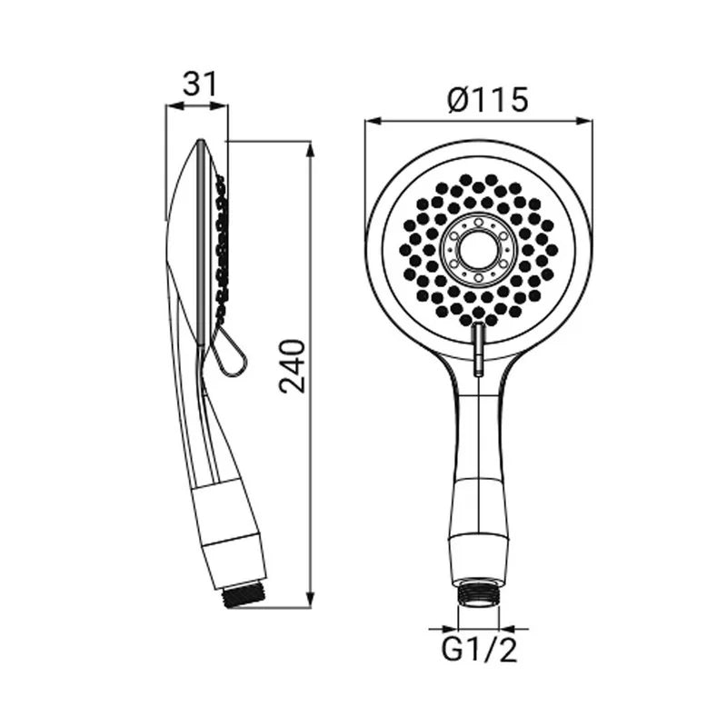 Doccino cromato a 5 getti con regolatore flusso d'acqua - serie energy