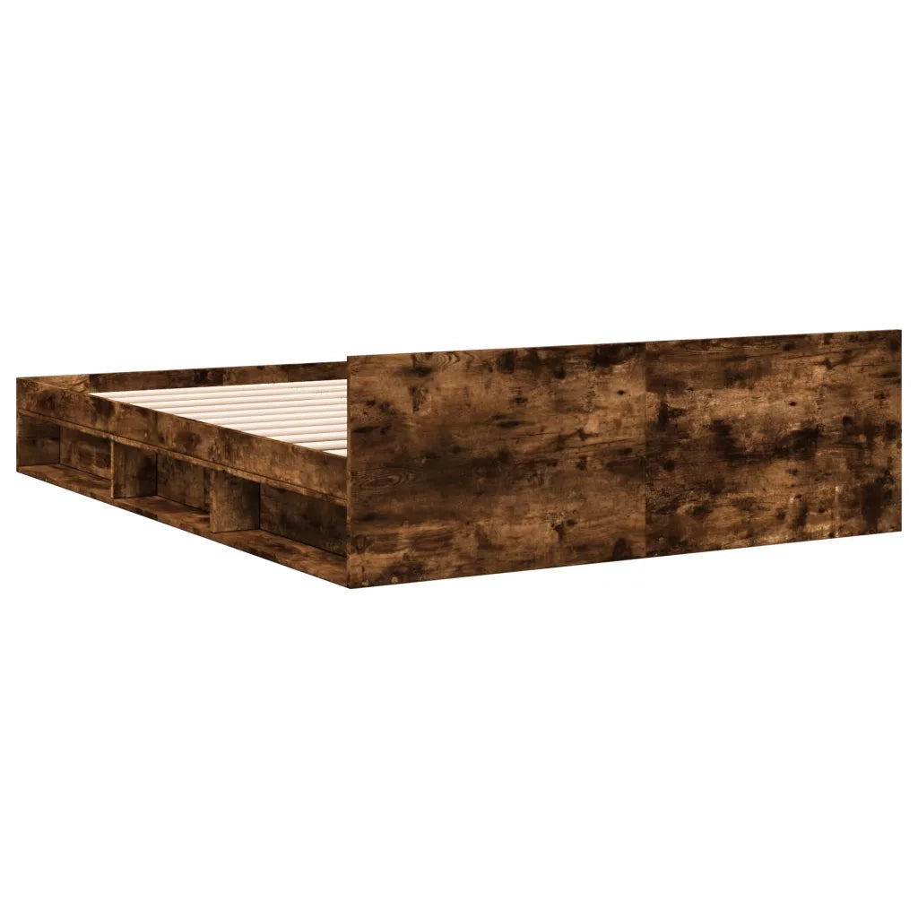 Giroletto con Cassetti-Struttura Letto con contenitore Rovere Fumo 120x200 cm Legno Multistrato 254953