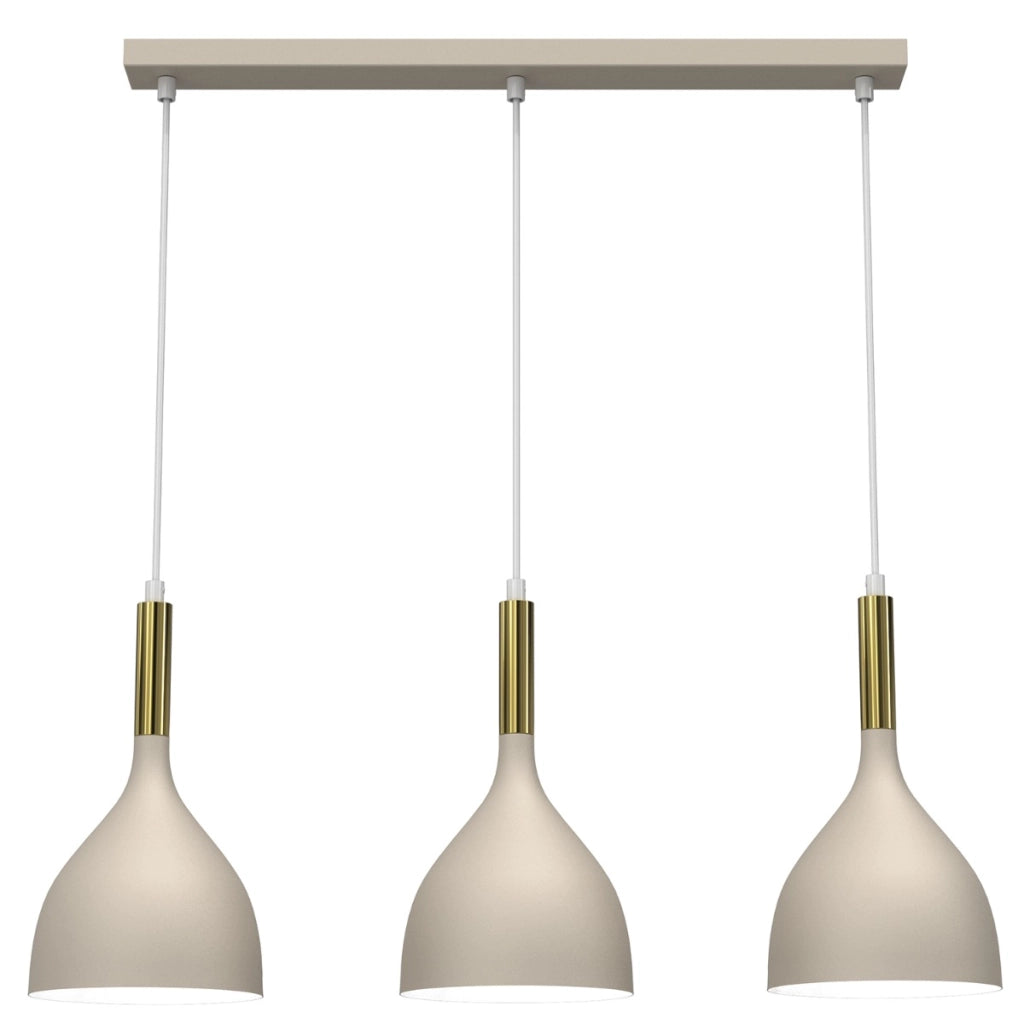 Lampada a sospensione beige/oro Noak 3xE27 Luminex