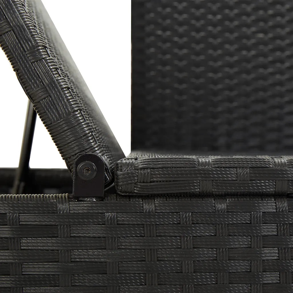 Lettino Prendisole con Cuscini in Polyrattan Nero 46224