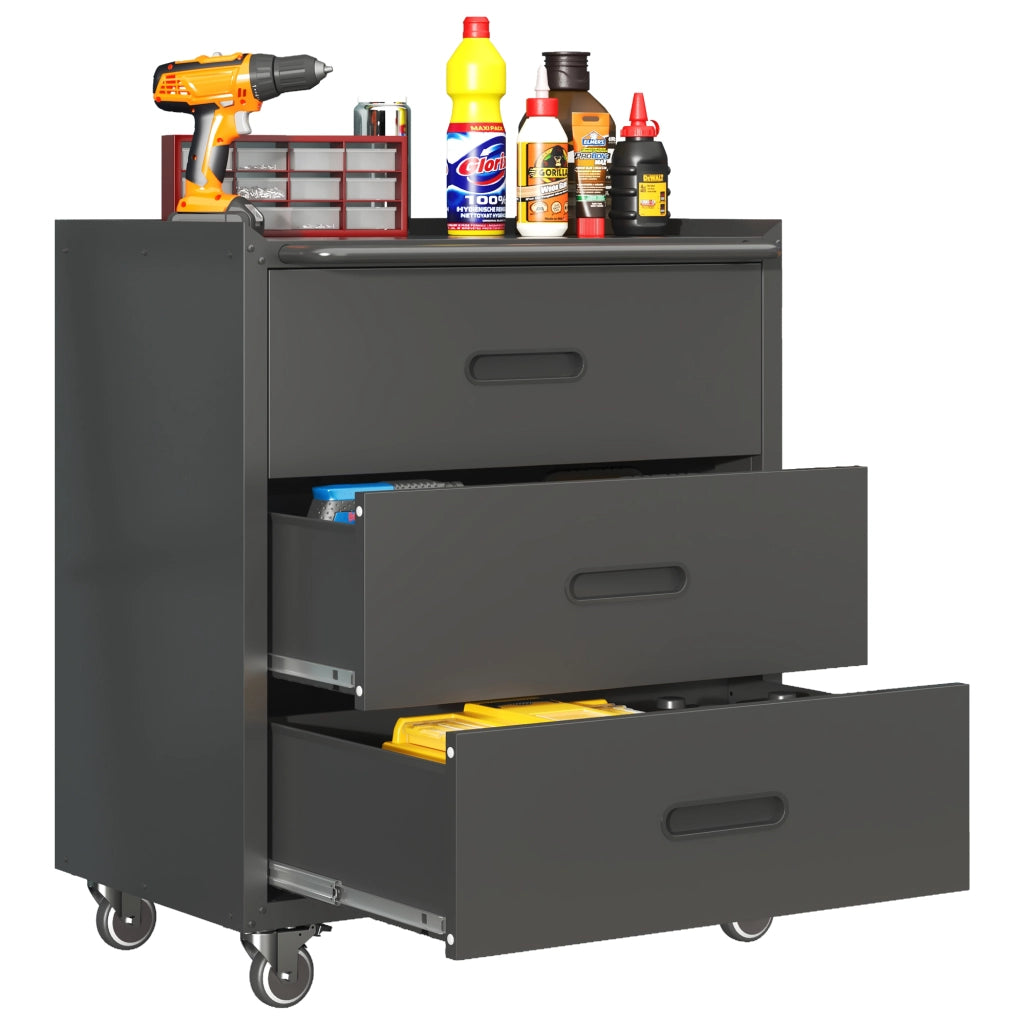 Cassettiera per attrezzi in metallo ¨C Minimal ¨C 75x42x88 cm nero grigio