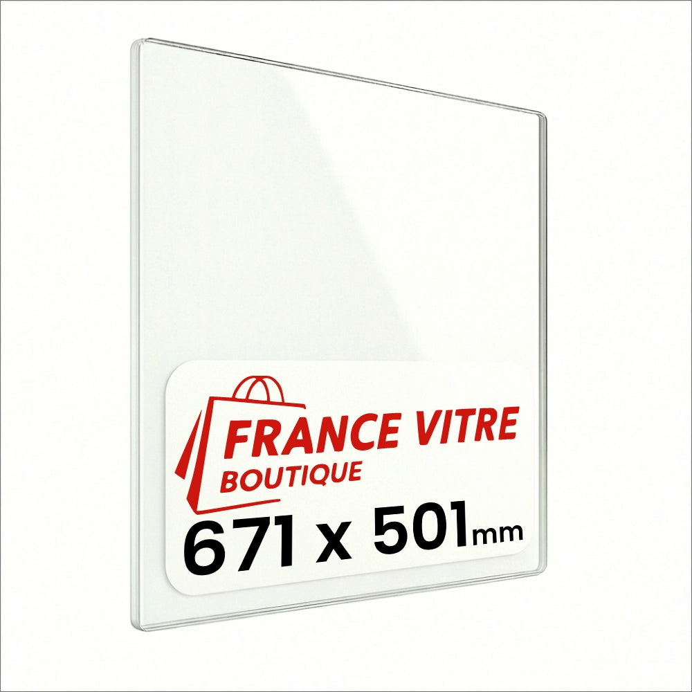 671 x 501 x 4 mm - Vetro per stufa a legna - vetro camino di ricambio - vetro per caminetto resistente al fuoco - France Vitre