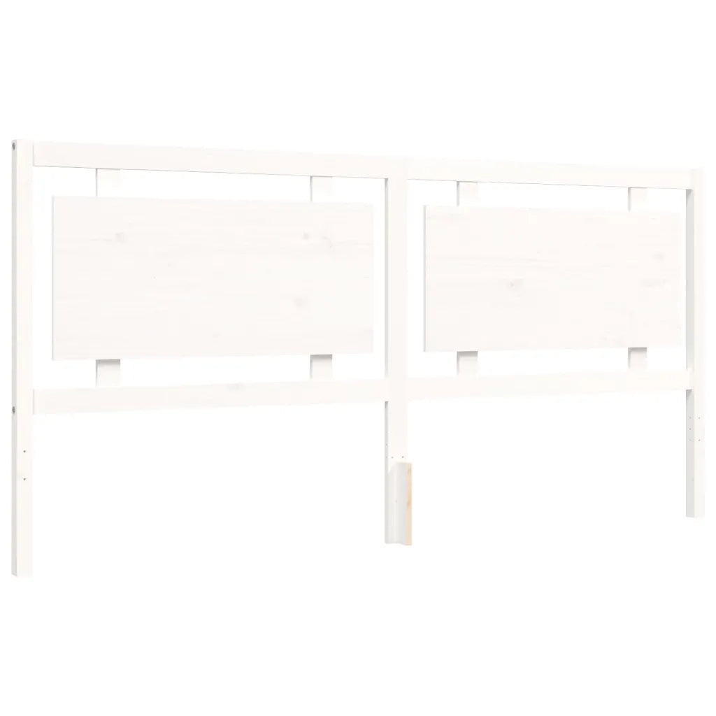 Letto matrimoniale | Letto per adulti | Giroletto con Testiera Bianco 200x200 cm in Legno Massello