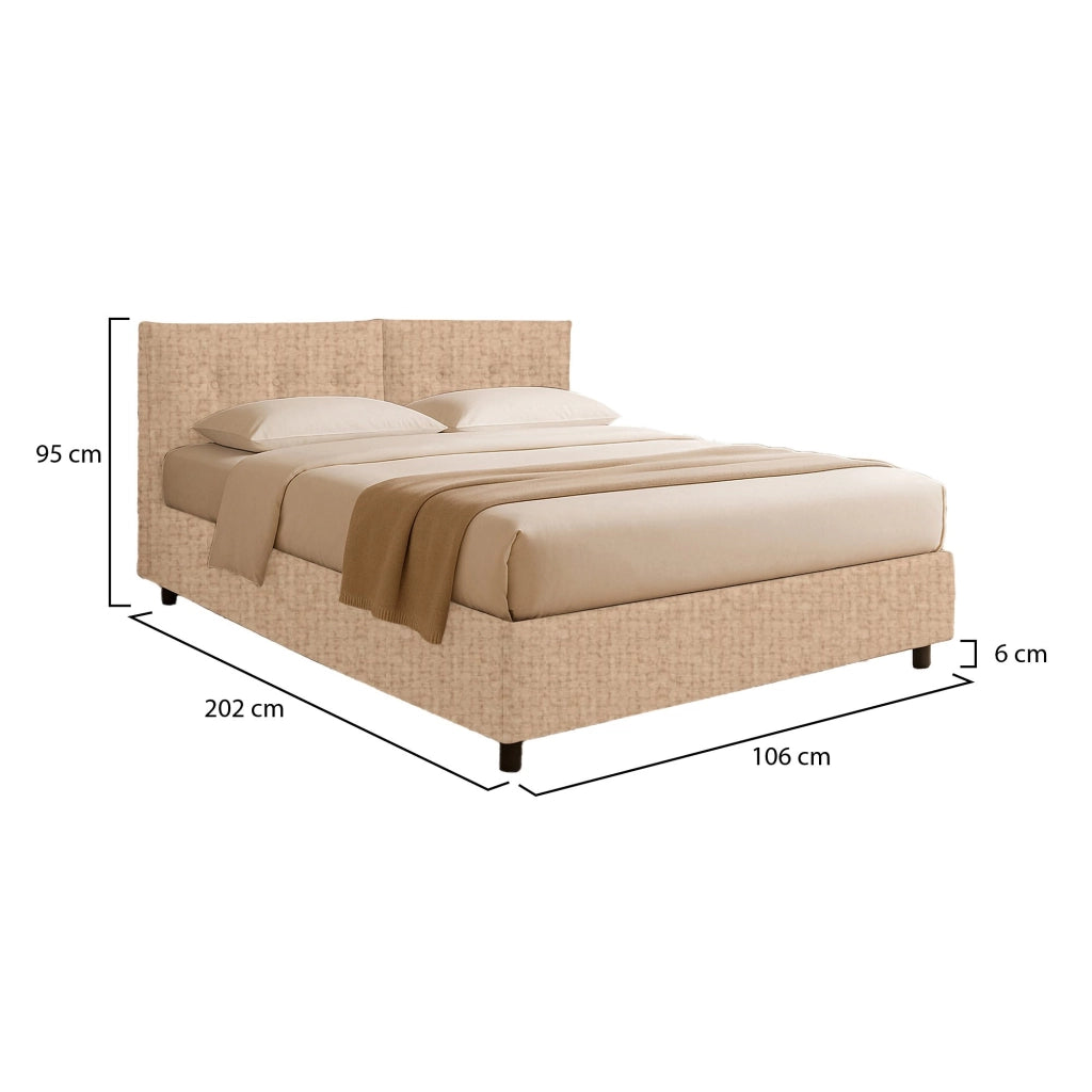 Exeter, Letto Singolo Sfoderabile Made in Italy, Beige