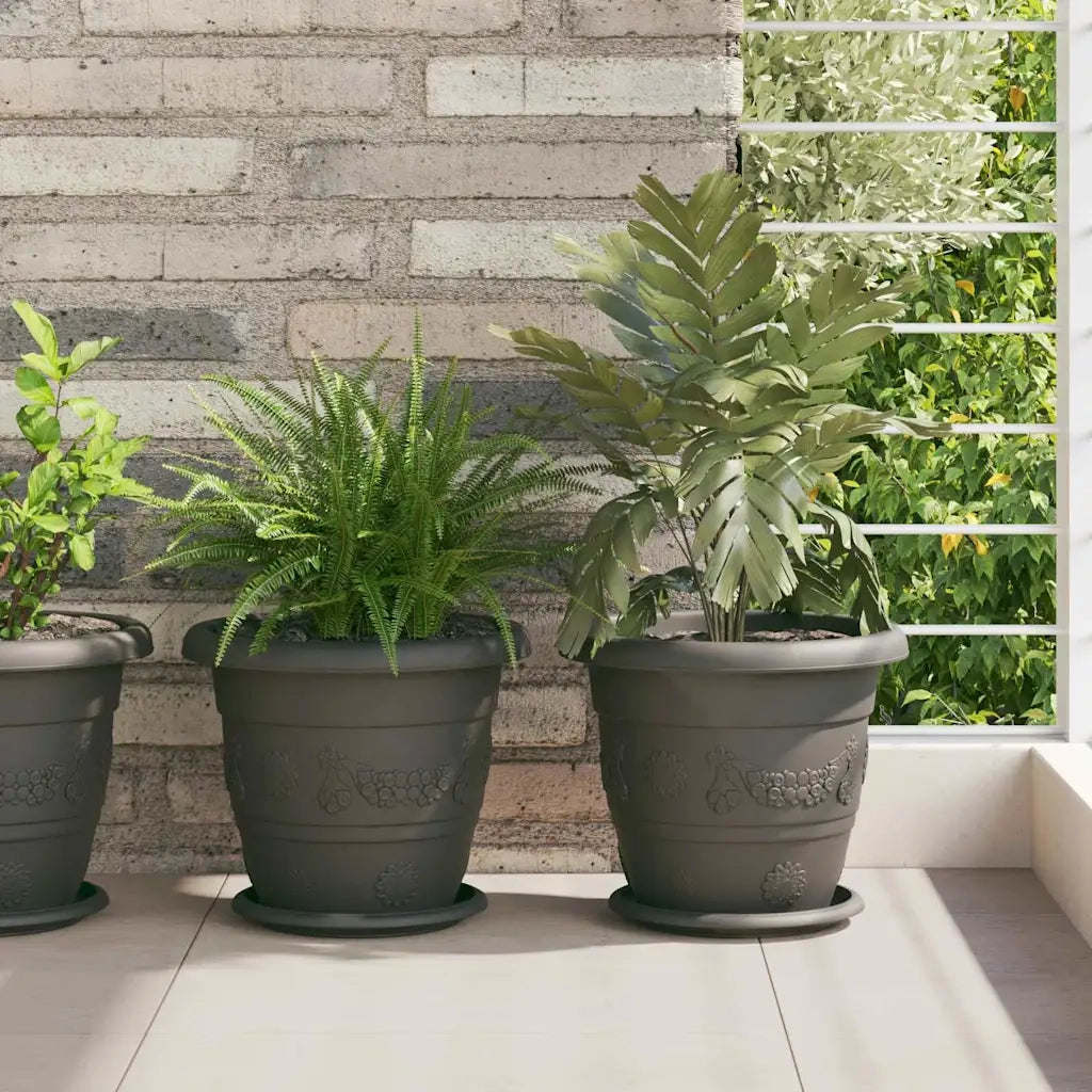 Vassoio Rotondo per Fiori 6 pz Nero ? 19 x 2 cm Plastica CFW2899345