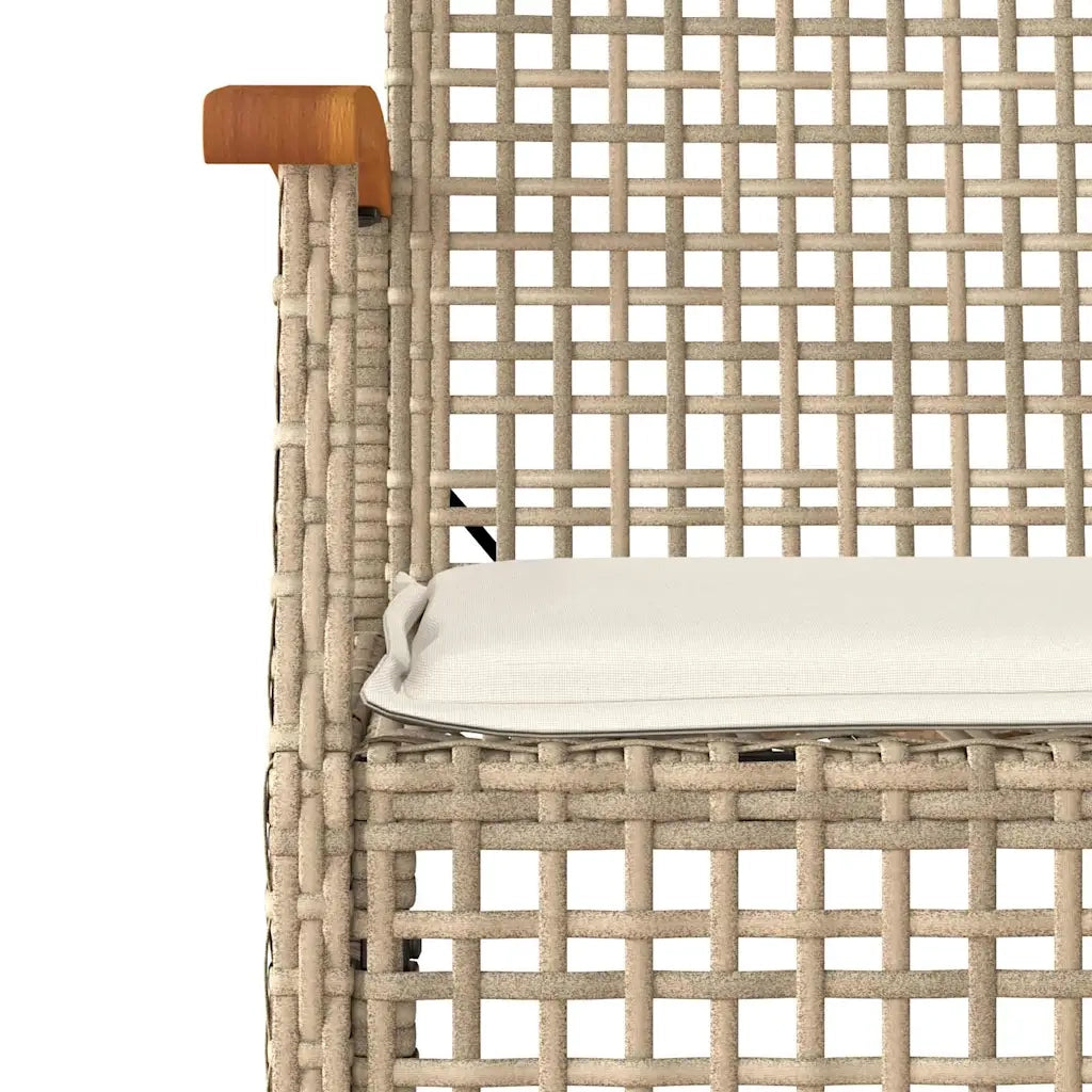 Set da Bistrò 3 pz con Cuscini Beige Polyrattan e Legno Acacia 366261