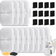 24 pezzi di filtri per fontaniera per gatti, 12 pezzi di filtri per fontaniera per acqua con 12 spugne, filtro per fontaniera per gatti a radiofrequenza con attivazione di carbone attivo, filtro per PLWF005/PLWF115/PLWF105/PLWF305